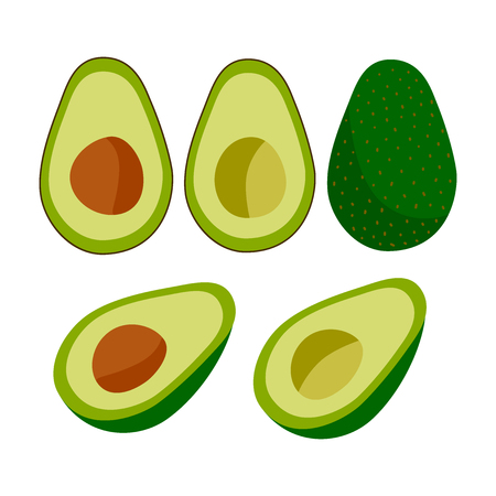 Cartoon avocado icon set original flat design. Vector illustrationのイラスト素材