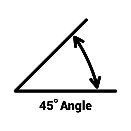 45 degree angle icon, isolated icon with angle symbol and text, vector illustration.のイラスト素材