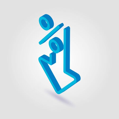 Percent down icon isometric illustration on a gray backgroundのイラスト素材
