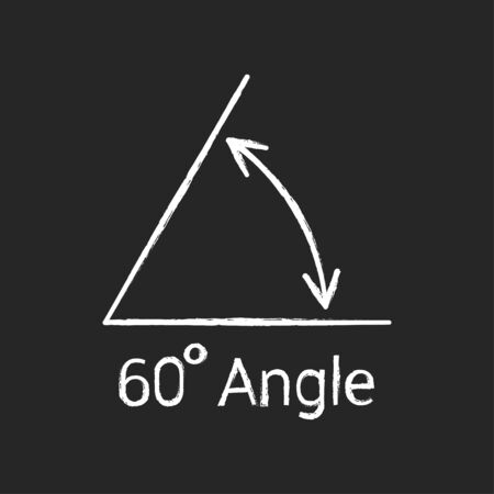 60 degree angle chalk icon, isolated icon with angle symbol and textのイラスト素材