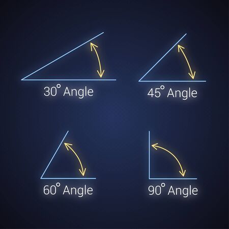 Angles icons neon set on white background. Vectorのイラスト素材