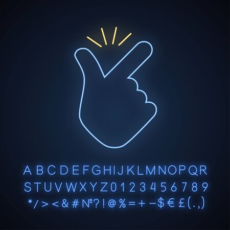 Thin line snap finger like easy neon iconのイラスト素材