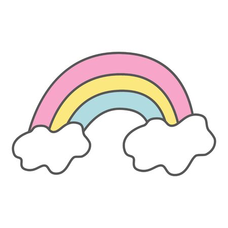 Cute rainbow in cartoon style on a white backgroundのイラスト素材