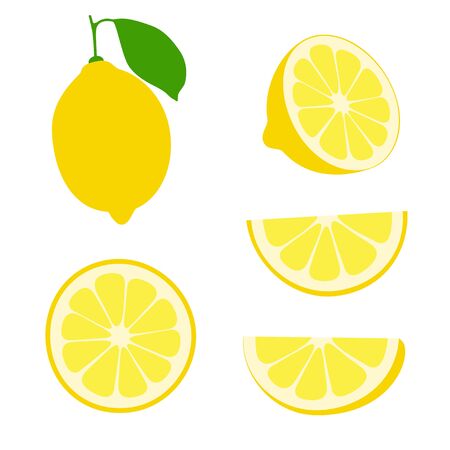 Fresh lemon fruits slises on a white backgroundのイラスト素材