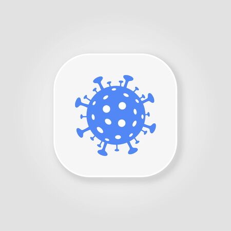Coronavirus icon blue on a gray background with soft shadowのイラスト素材