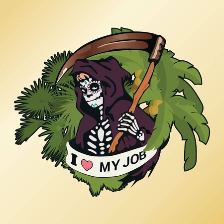 Mexican Muerte character illustration. T-shirt original designのイラスト素材