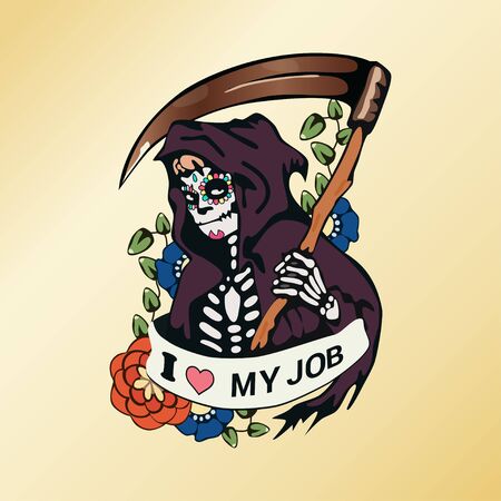 Mexican Muerte character. T-shirt original design illustrationのイラスト素材