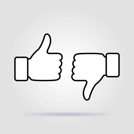 Like and dislike icon, flat design on gray background with soft shadowのイラスト素材
