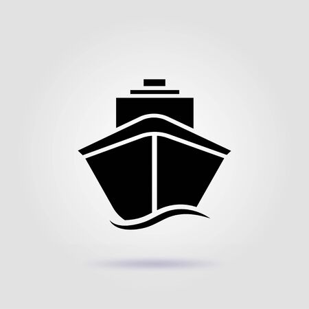 Ship icon flat. Black pictogram on grey background. Vector illustration symbol with a soft shadowのイラスト素材