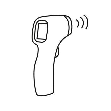 Contactless Infrared Thermometer icon in flat style isolated on white backgroundのイラスト素材