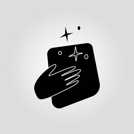 Cleaning service flat sign icon hand blackのイラスト素材