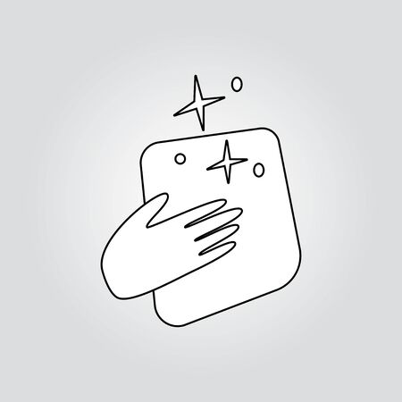 Cleaning service flat sign icon hand on gray backgroundのイラスト素材