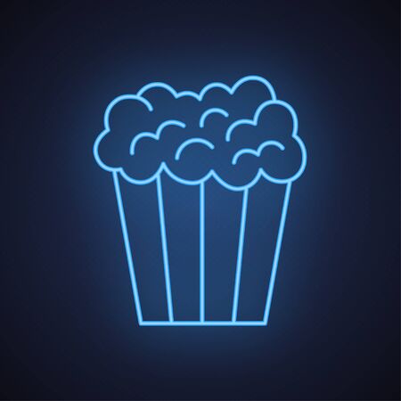 Popcorn blue neon icon vector isolated templateのイラスト素材