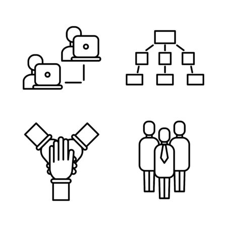 Team work best icon line set. Business people line iconsのイラスト素材
