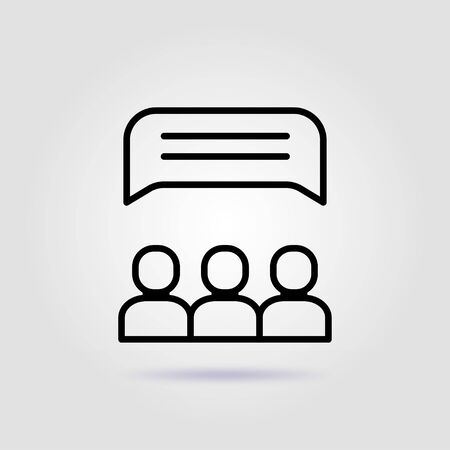 Team opinion line icon on gray backgroundのイラスト素材