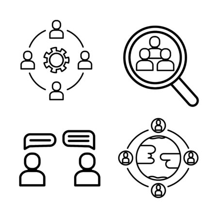 Team work best line icon set. Business people line iconsのイラスト素材