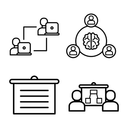 Business people line icons. Team, meeting, job structure. Group people, communication member iconsのイラスト素材