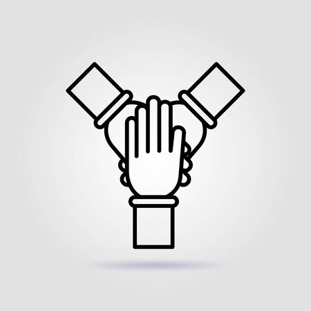 Team work. Cohesion line icon on gray backgroundのイラスト素材