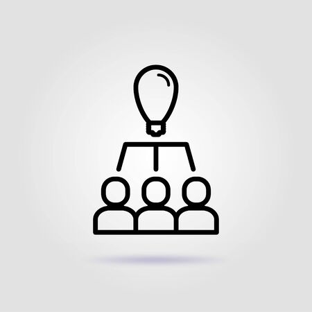 Team work. General idea line icon on gray backgroundのイラスト素材