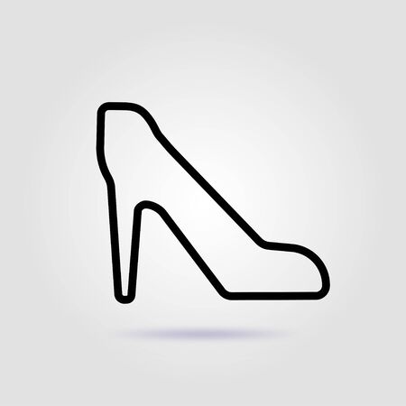 Women's high-heeled shoes. Vector line icon on a gray background with soft shadowのイラスト素材