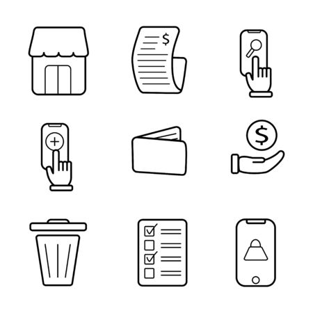 Online shopping and ecommerce new line icon set on a white backgroundのイラスト素材