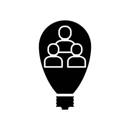 Team work. Team idea black icon on a white backgroundのイラスト素材