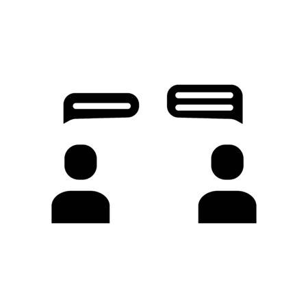 Business meeting single isolated modern vector line design icon. Group of people with a speech bubble with dots signのイラスト素材
