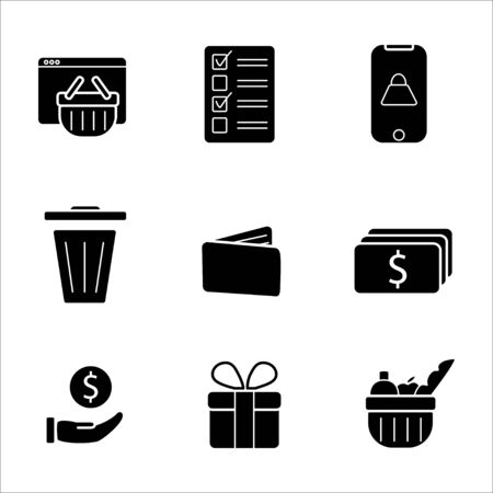 Online shopping and ecommerce best black icon set on a white backgroundのイラスト素材