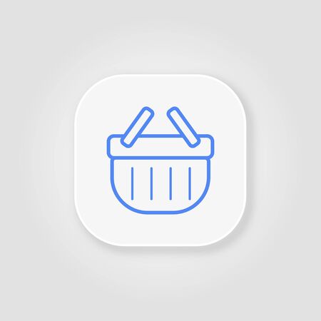 Shopping basket blue line icon on a gray background with soft shadowのイラスト素材