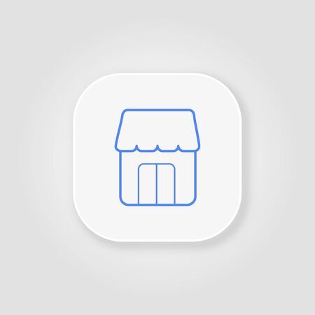 Shop online store blue line icon on a gray background with soft shadowのイラスト素材