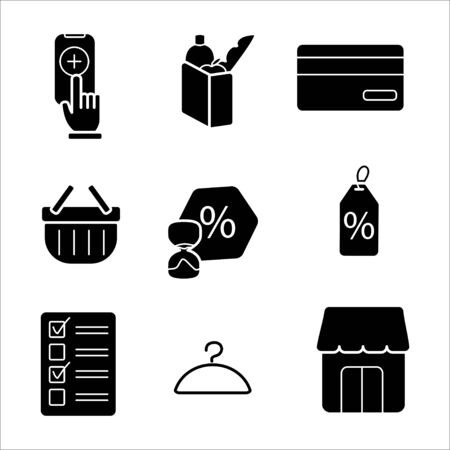 Online shopping and ecommerce best black icon set on a white backgroundのイラスト素材
