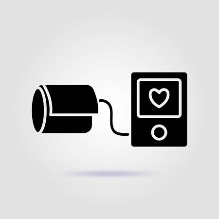 Blood pressure monitor black icon on a gray background with soft shadowのイラスト素材