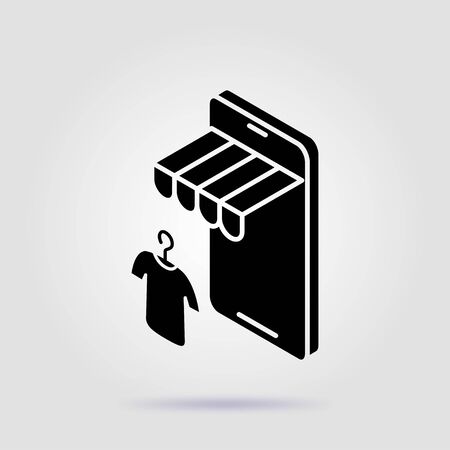 Marketplace isometric black icon on a gray background with soft shadowのイラスト素材