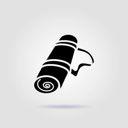 Yoga mat black icon on a gray background with soft shadowのイラスト素材