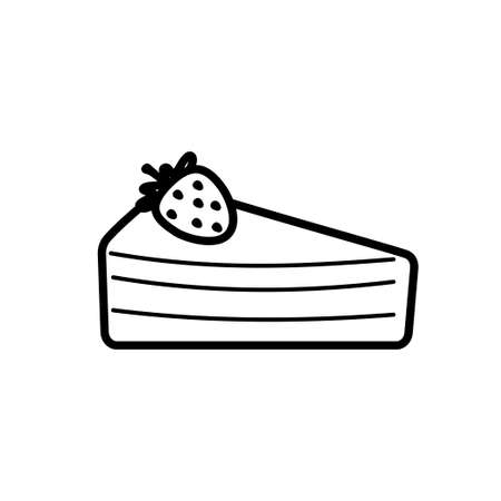 Strawberry cake line icon on a white backgroundのイラスト素材