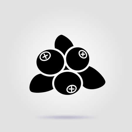 Blueberries black icon on gray background with soft shadowのイラスト素材