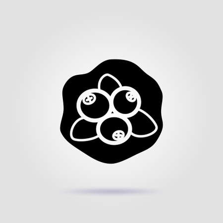 Blueberries bush black icon isolated on gray background with soft shadowのイラスト素材