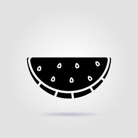 Watermelon wedge black icon isolated on a gray background with soft shadowのイラスト素材