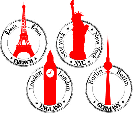 Stamp Paris NYC London- Berlinのイラスト素材