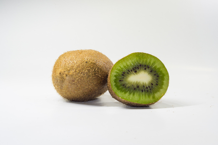 Kiwi fruit in white backgroundの写真素材