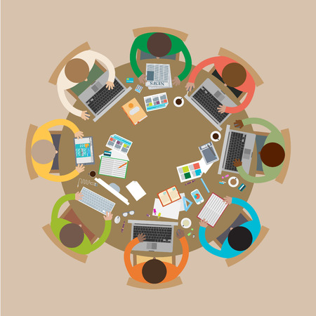 Business meeting, brainstorming in flat style.のイラスト素材