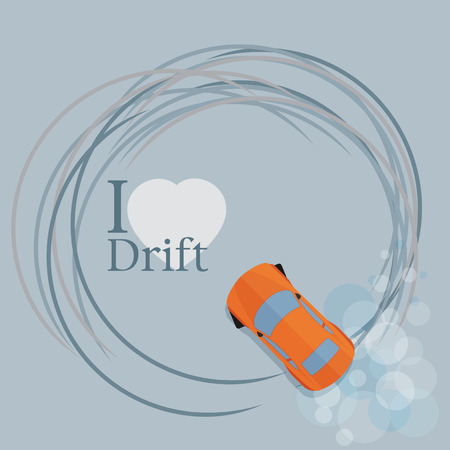 Top view of a drifting carのイラスト素材