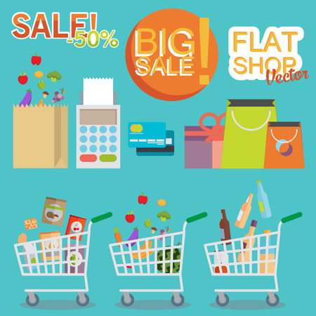 Flat set of illustrations. Storeのイラスト素材