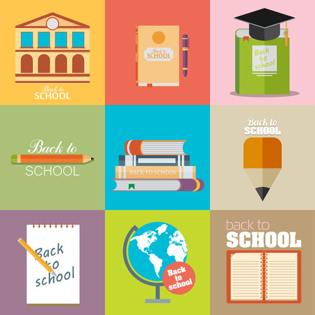 Modern school flat design flyers templatesのイラスト素材