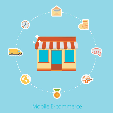 Online shopping. Flat design vector illustration concept.のイラスト素材