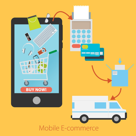 Flat design concept E-commerce vector.のイラスト素材