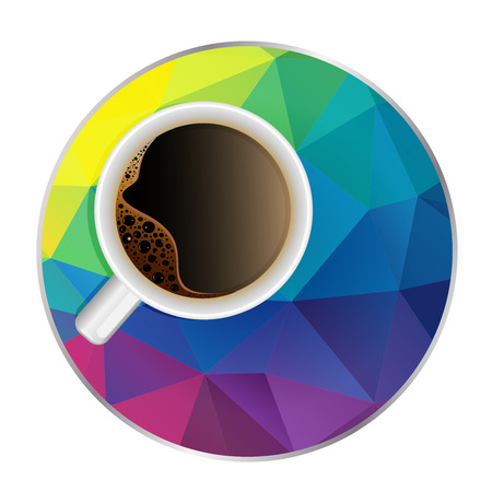 coffee cup vector illustration in modern multicolor polygonal low poly styleのイラスト素材