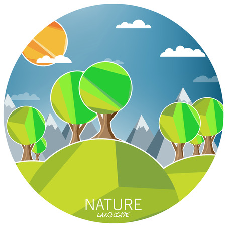 Flat design landscape illustrationのイラスト素材