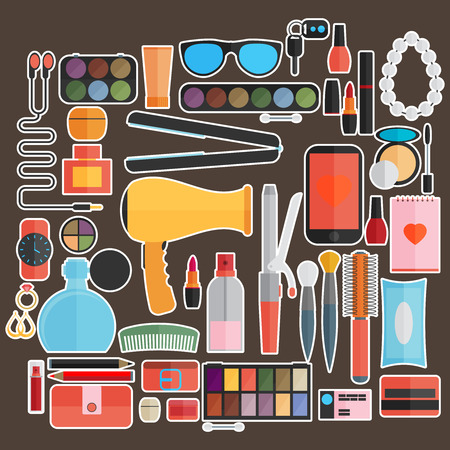 Tools for makeup. Flat design.のイラスト素材