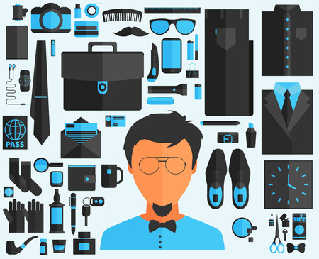 Flat business collection dress and accessoriesのイラスト素材